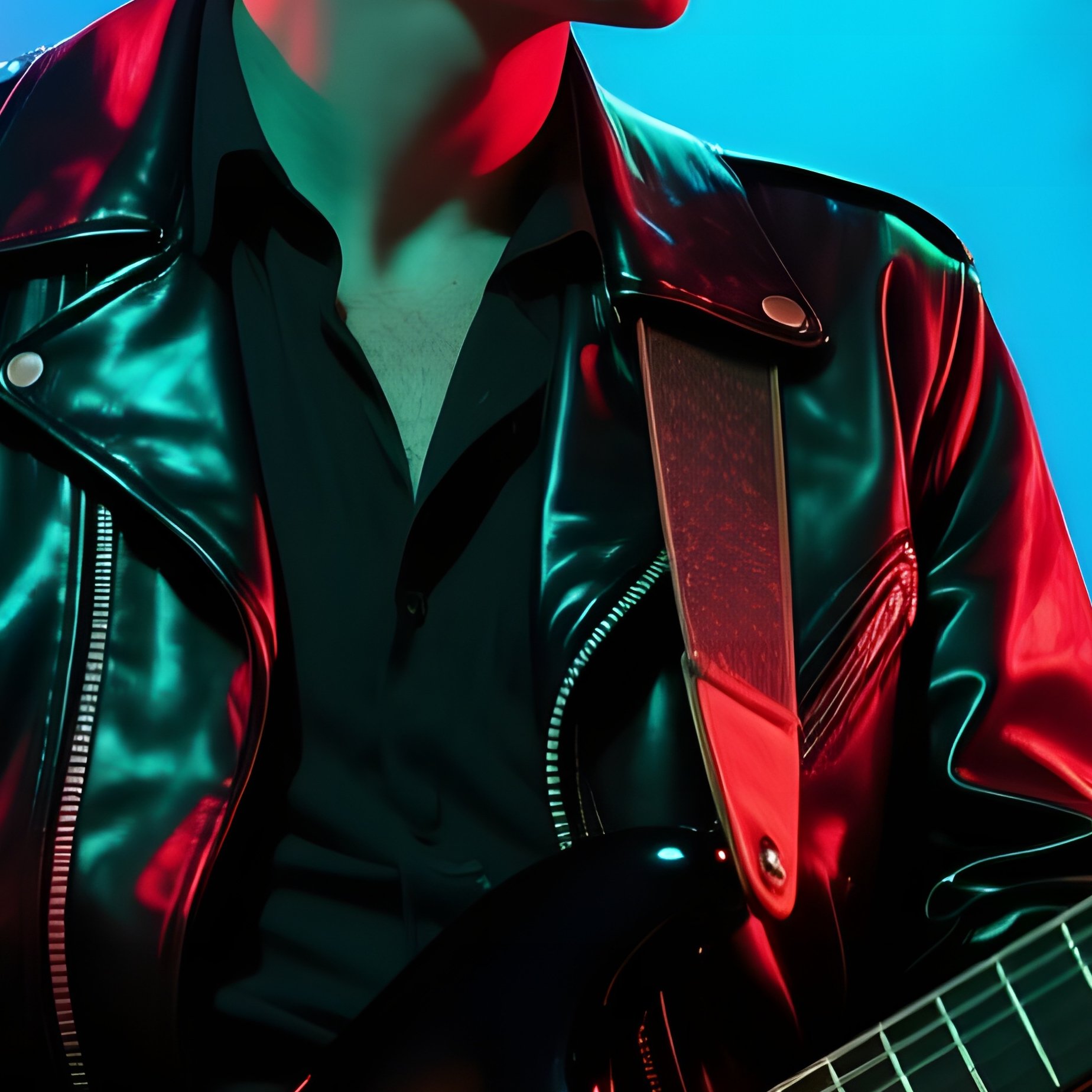 1950S Rockabilly Guitarist Neon Stage - Full Resolution Quality Preview