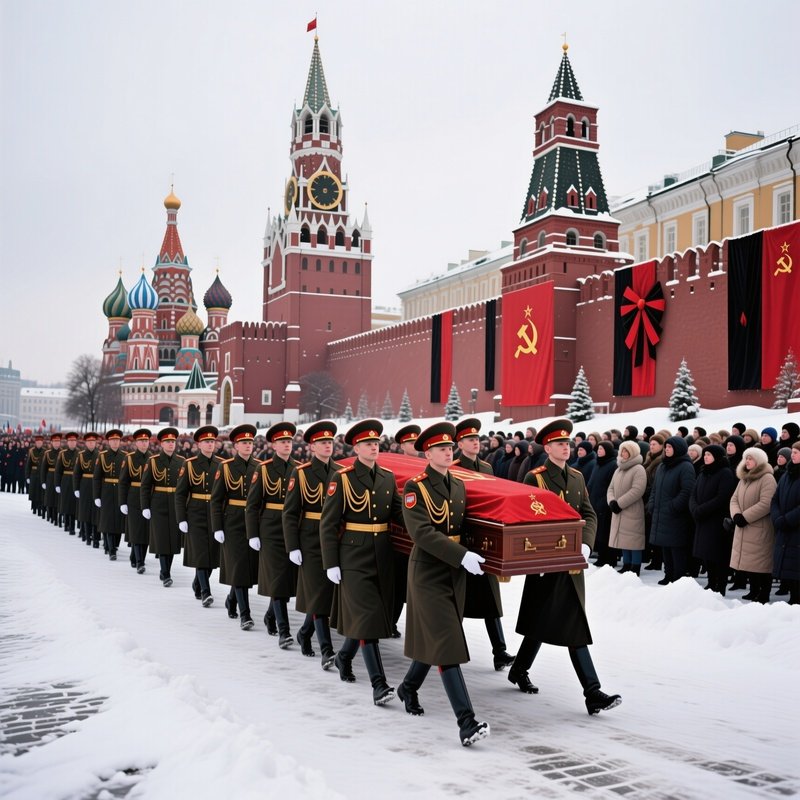 1982 Military Funeral Red Square Winter