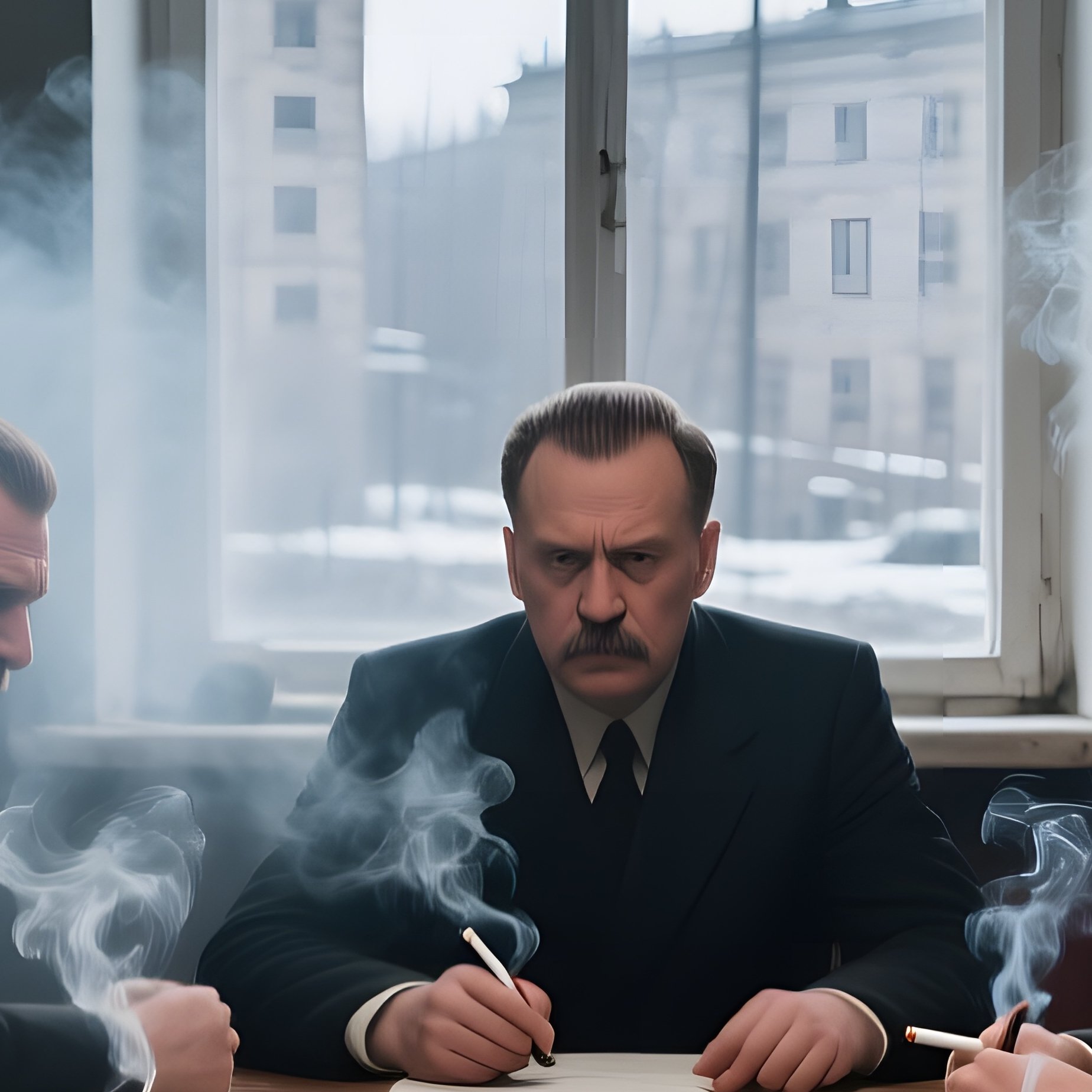 1986 Communist Party Meeting Smoke Filled Room - Full Resolution Quality Preview