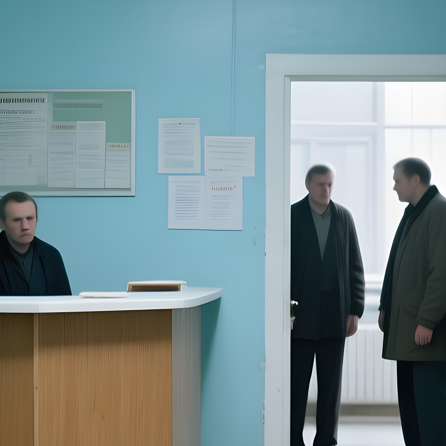 1986 Doctors Waiting Room Painted Light Blue - Full Resolution Quality Preview