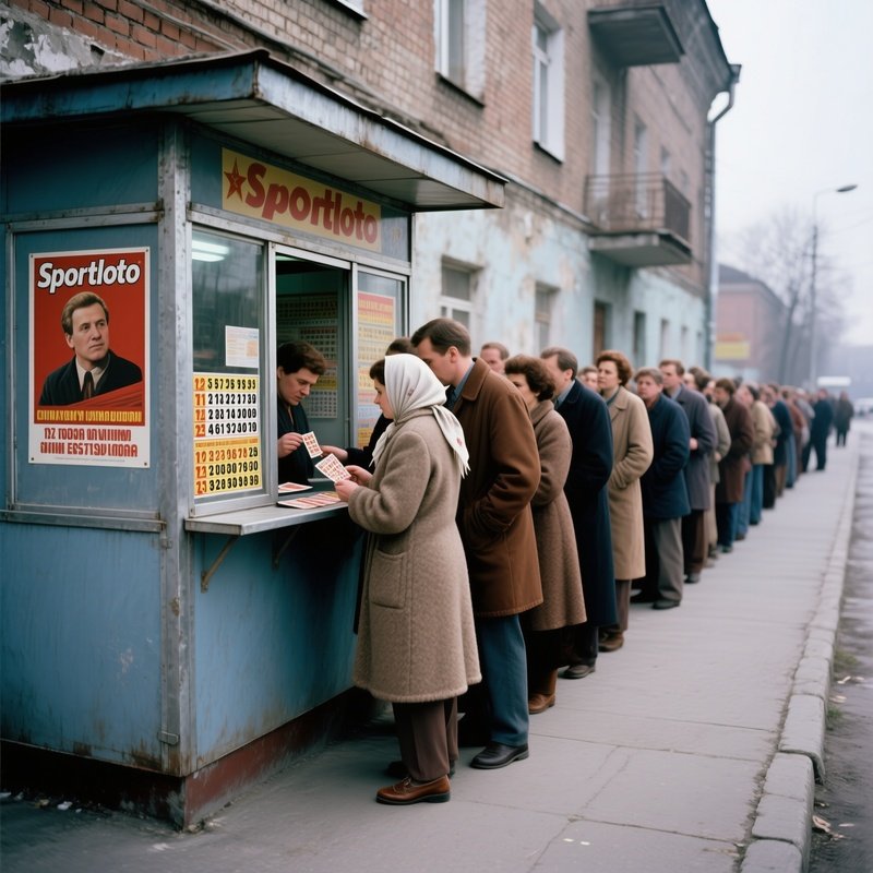 1988 Lottery Queue At Kiosk