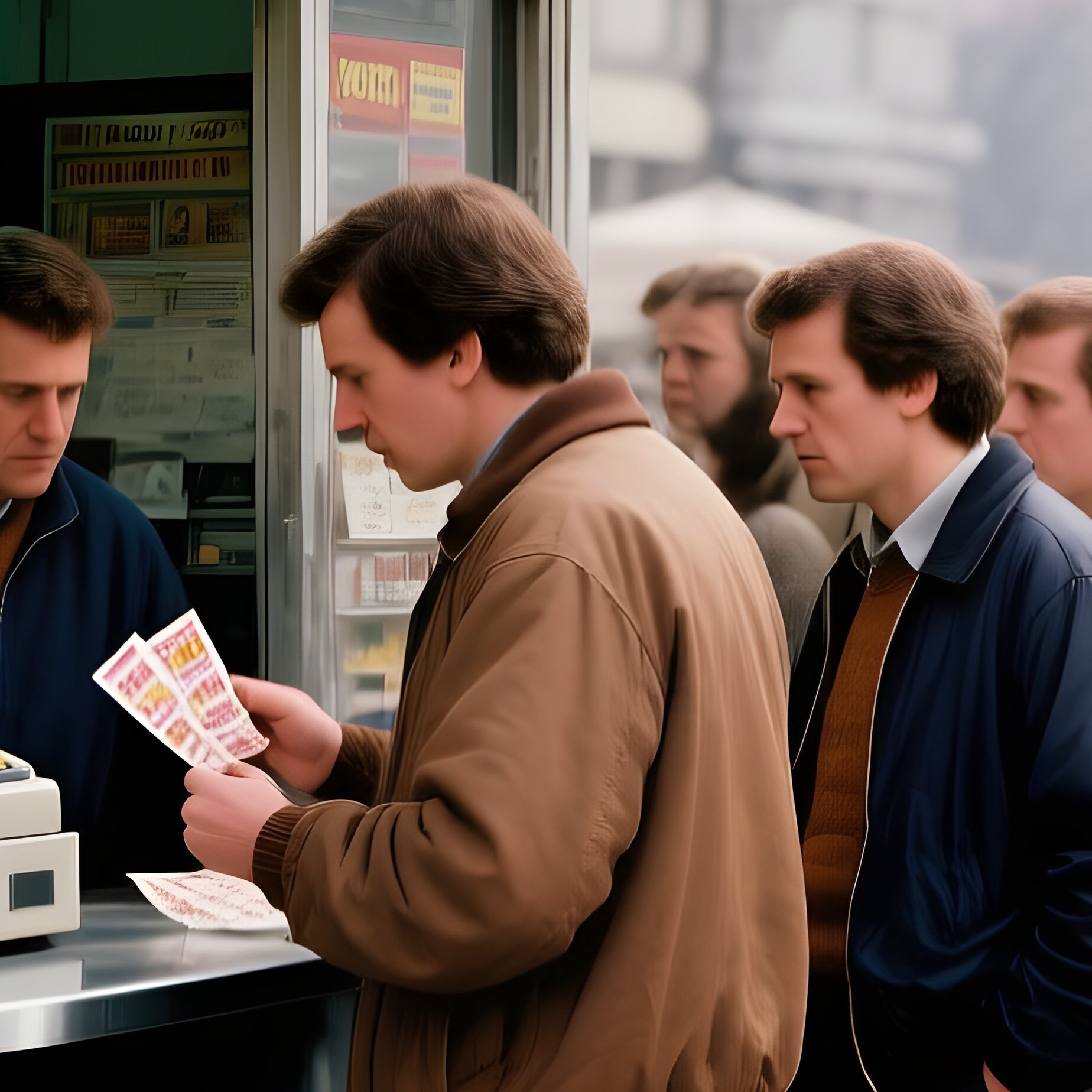 1988 Queue For Sportloto Lottery Tickets At Small Kiosk - Full Resolution Quality Preview
