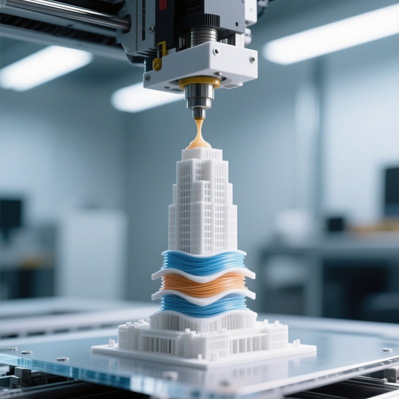 3D Printer Nozzle Building Skyscraper Model