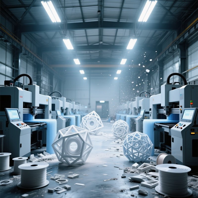 3D Printing Farm Industrial 3D Printers Building Complex Geometric Shapes