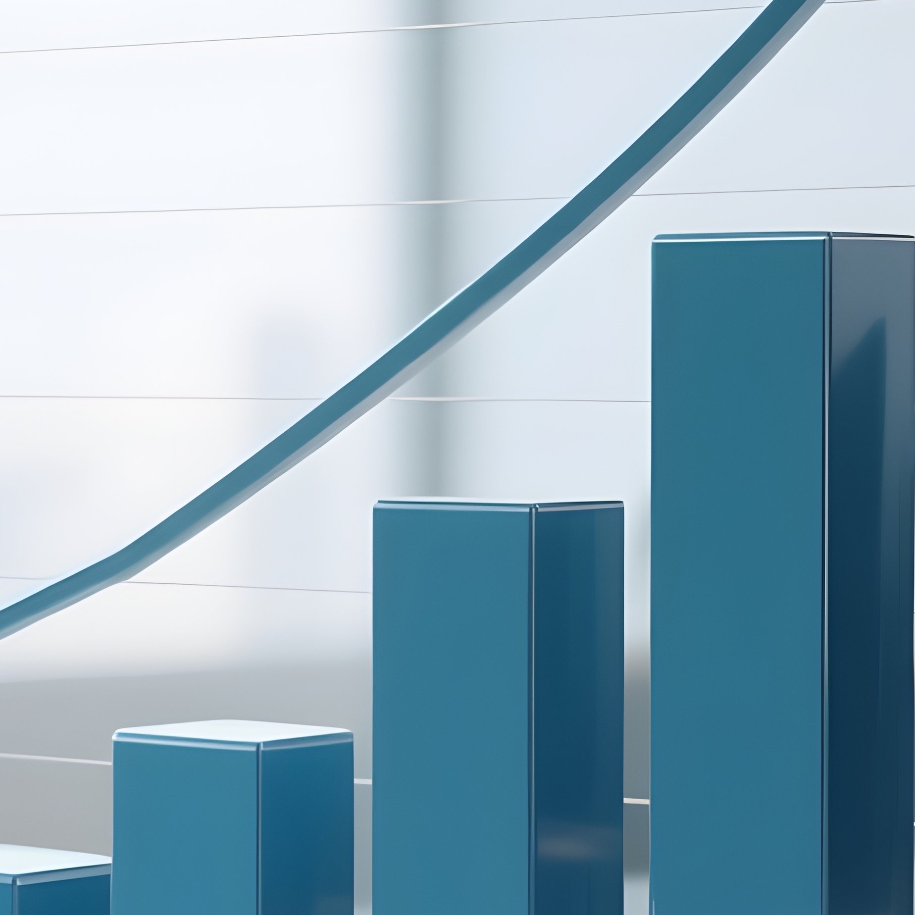 3D Rendered Bar Chart Rising On A Reflective Surface — Photorealistic Printed Financial Chart On A Table In A Bright Office - Full Resolution Quality Preview