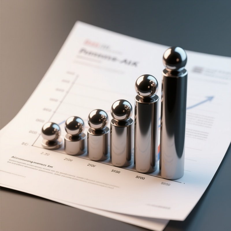 3D Rendered Bar Graph With Glossy Spheres — Photorealistic Bar Graph Printed On A Report
