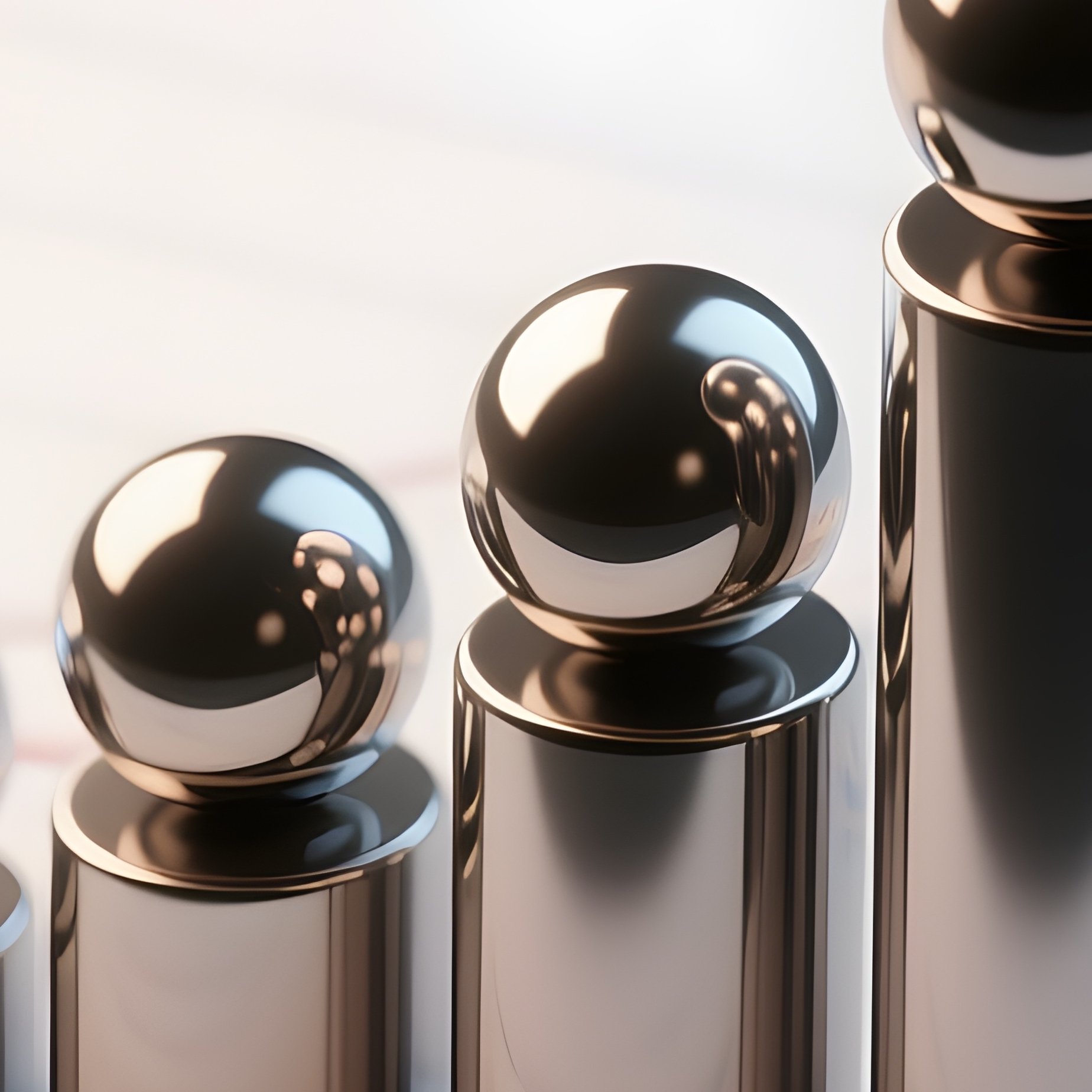 3D Rendered Bar Graph With Glossy Spheres — Photorealistic Bar Graph Printed On A Report - Full Resolution Quality Preview