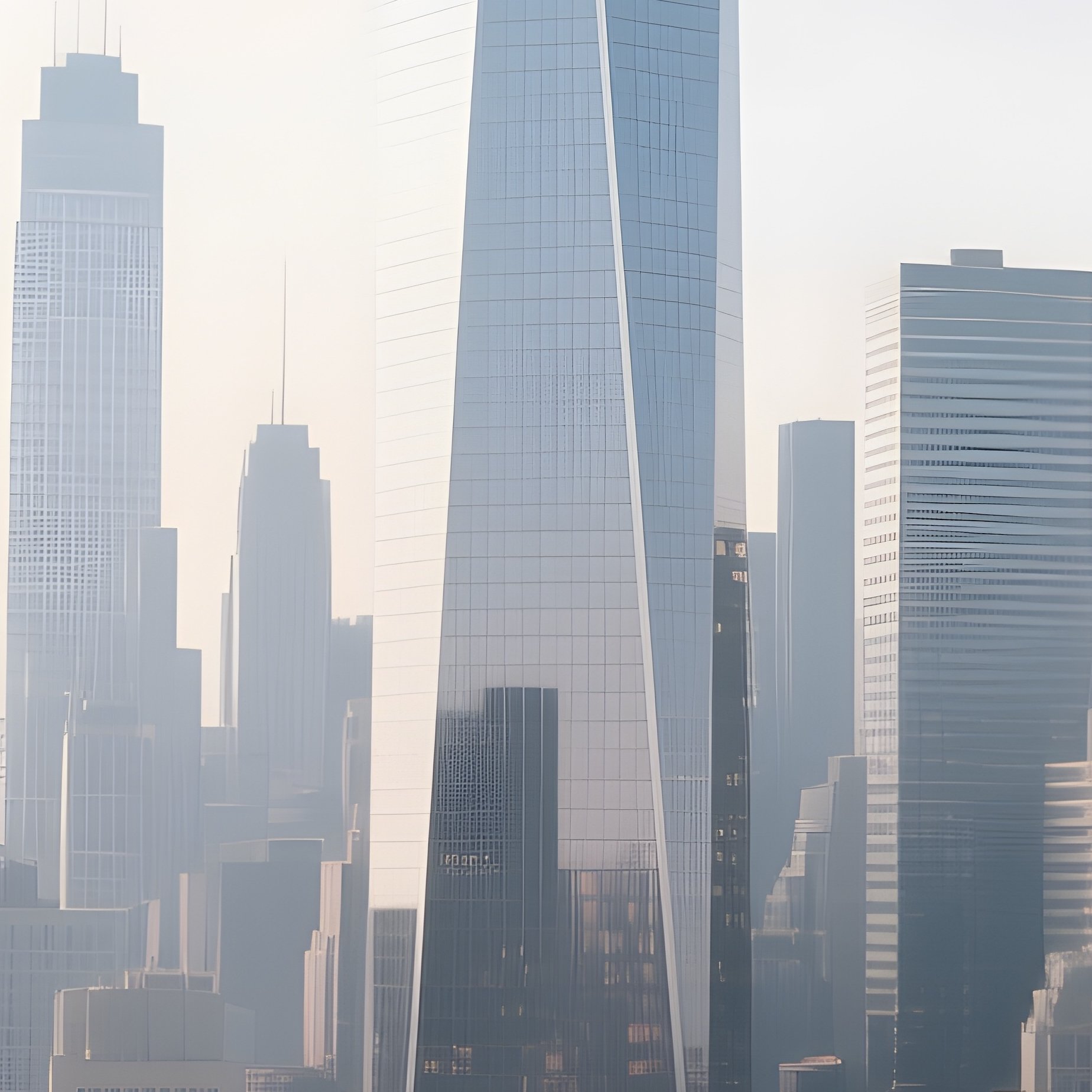 3D Rendered Building Skyline Symbol — Photorealistic City Skyline Through A High Rise Window - Full Resolution Quality Preview