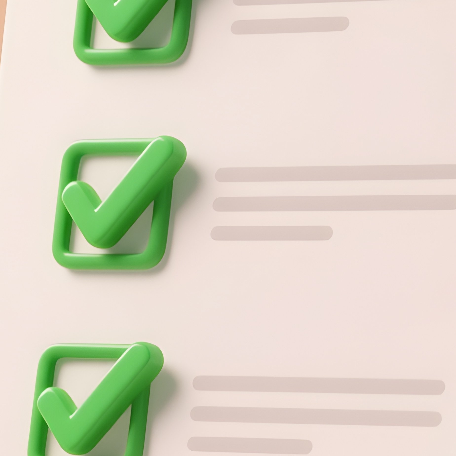3D Rendered Checklist Icon With Green Checkmarks — Photorealistic Paper Checklist On A Clipboard In An Office - Full Resolution Quality Preview