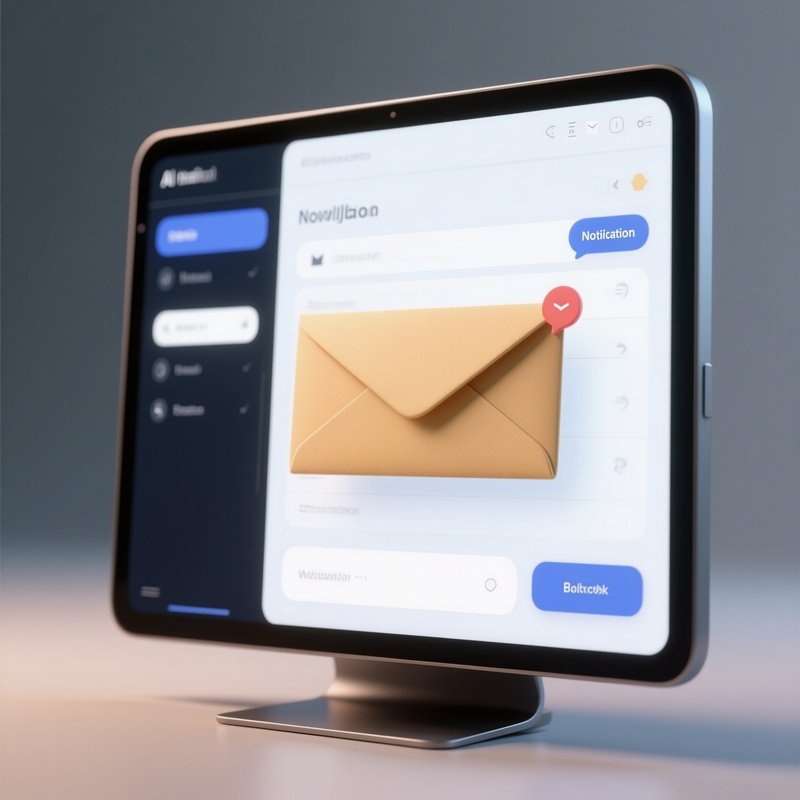 3D Rendered Envelope With Notification Bubble — Photorealistic Email Inbox Shown On A Screen