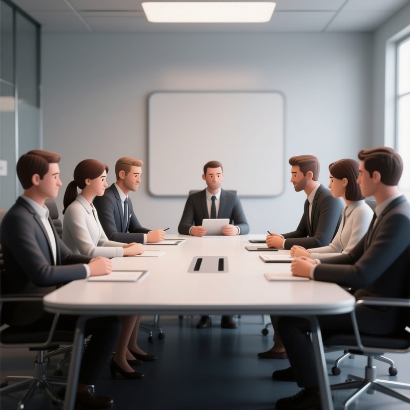 3D Rendered Group Meeting Icon — Photorealistic Team Gathered Around A Meeting Table