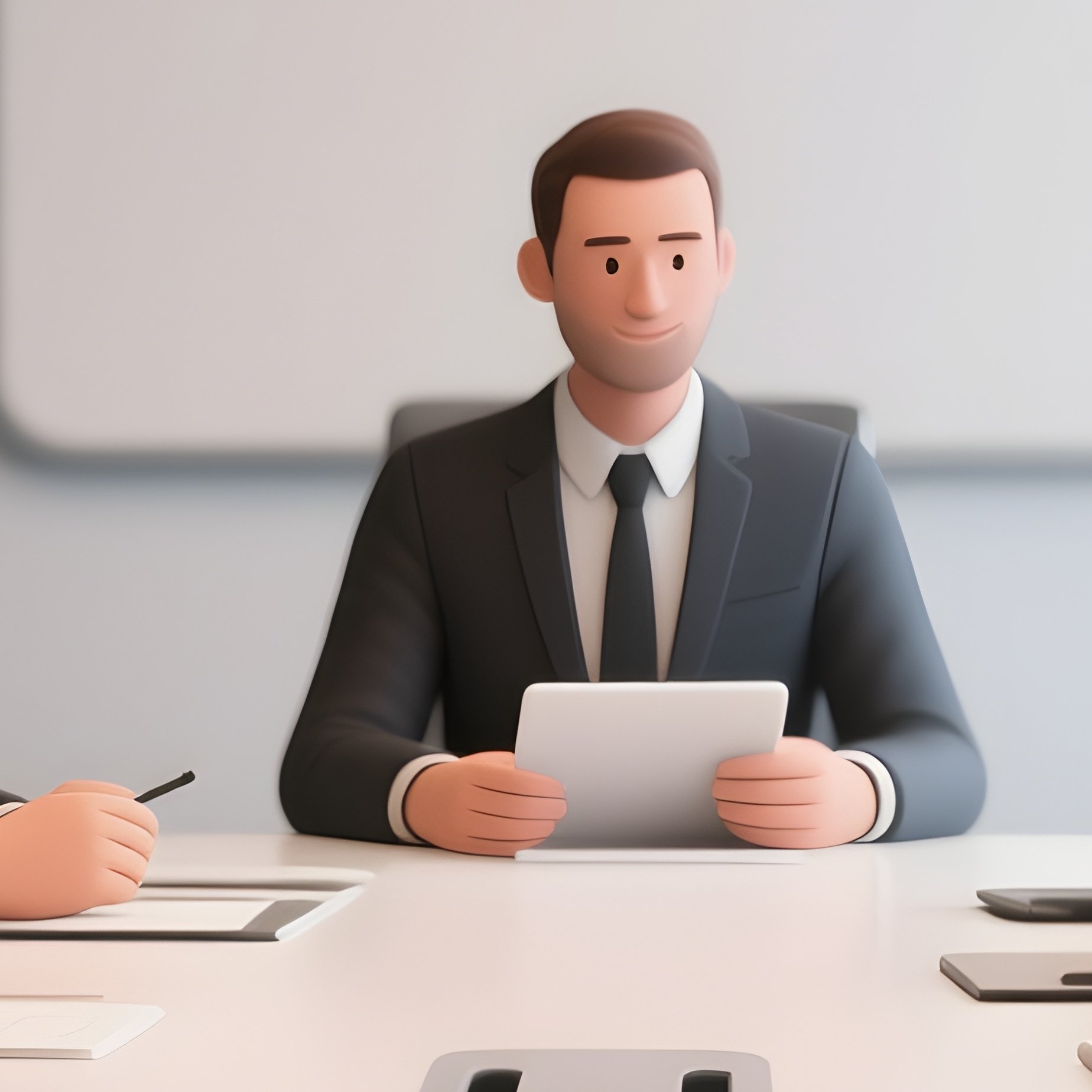 3D Rendered Group Meeting Icon — Photorealistic Team Gathered Around A Meeting Table - Full Resolution Quality Preview