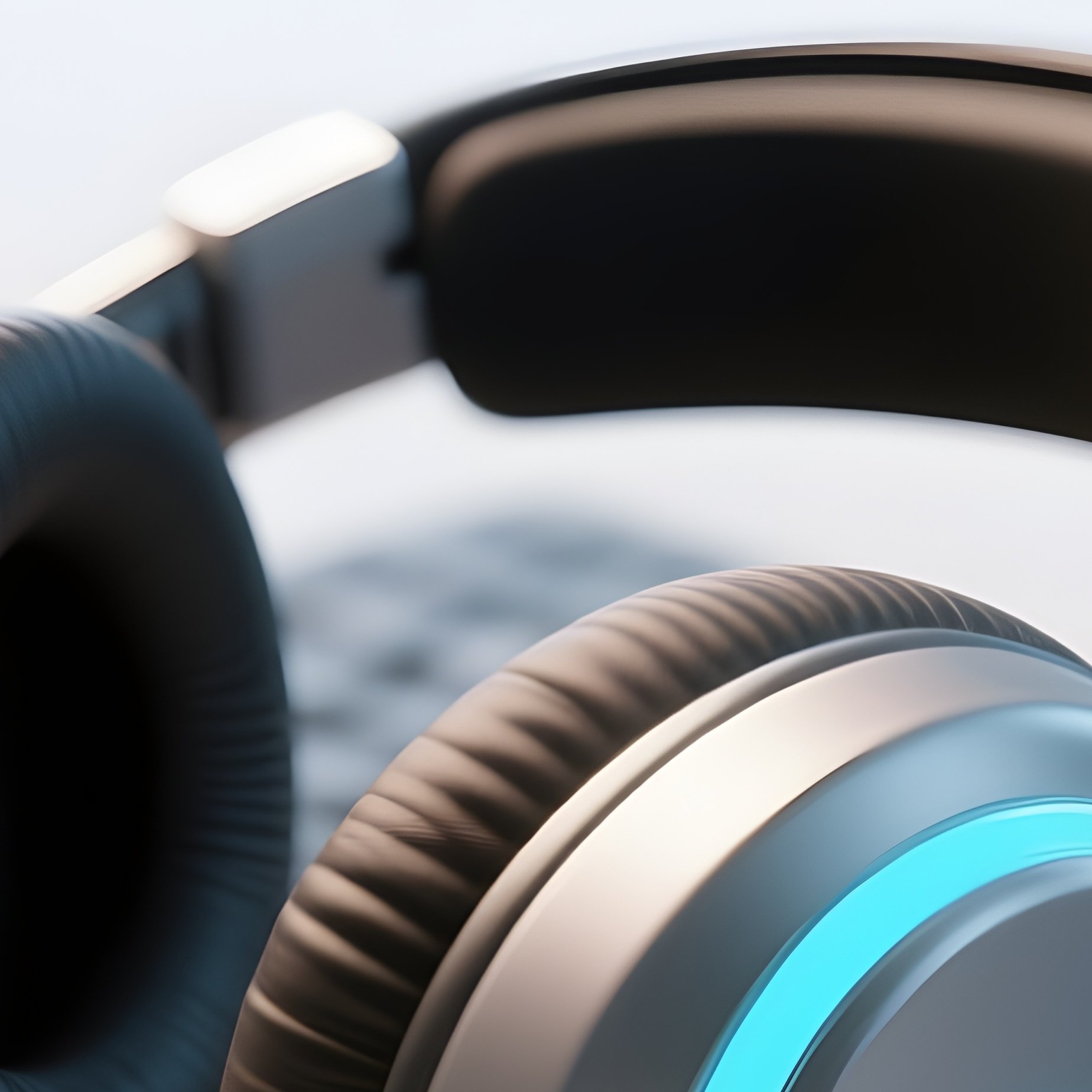 3D Rendered Headset Icon For Support — Photorealistic Headset Lying Beside A Computer In A Call Center - Full Resolution Quality Preview