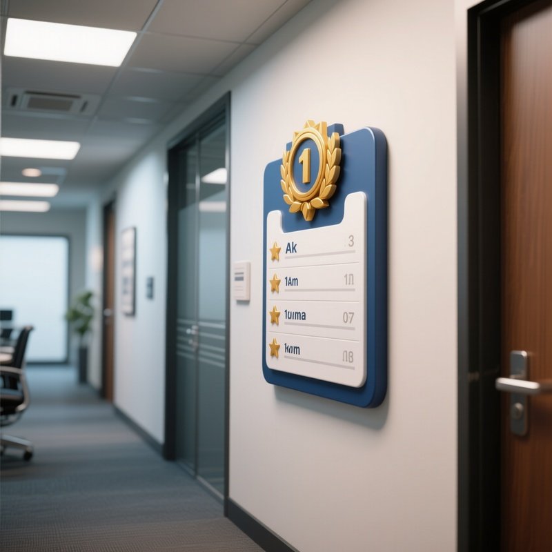 3D Rendered Leaderboard Icon — Photorealistic Achievement Board In A Company Hallway