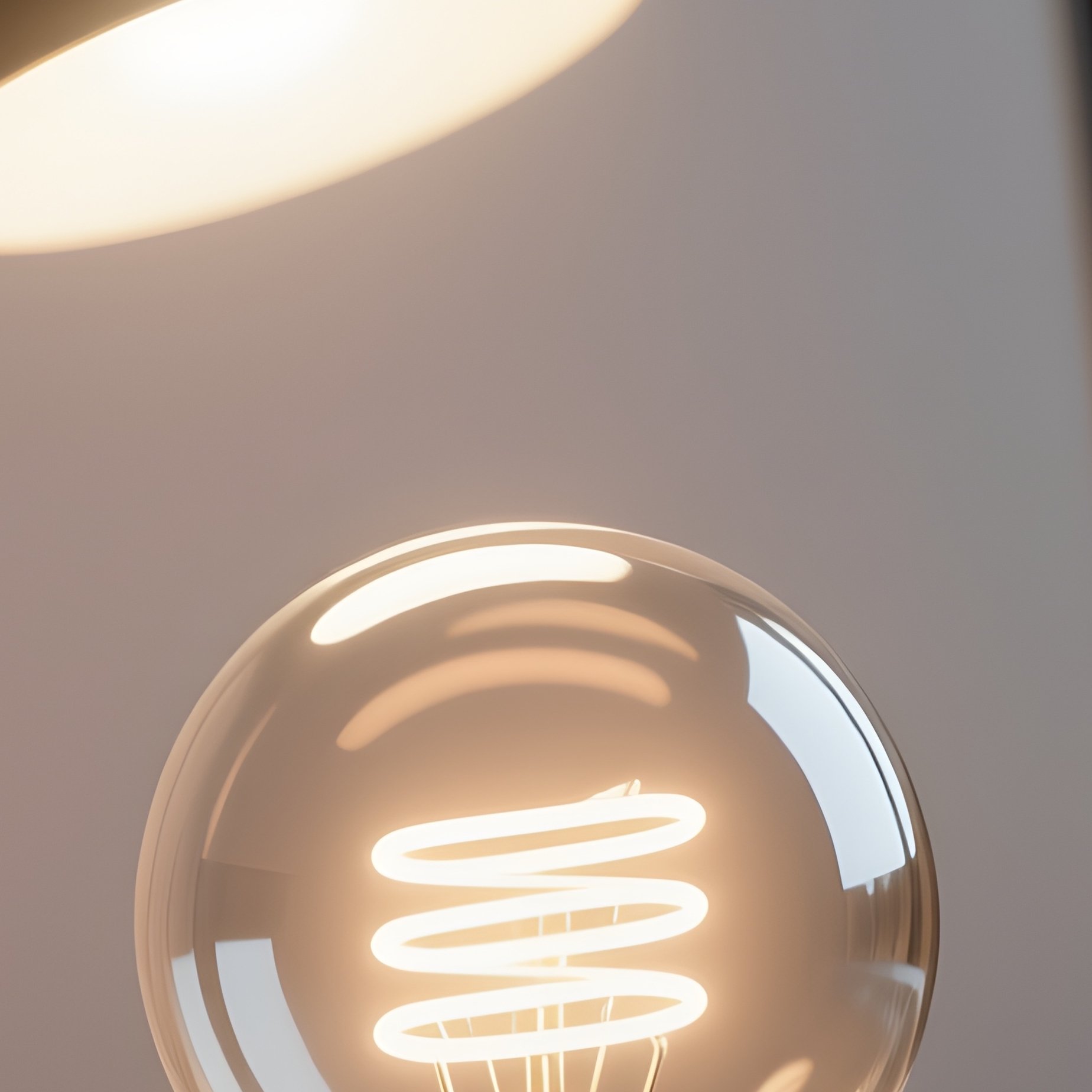 3D Rendered Lightbulb With Rotating Filament — Photorealistic Desk Lamp Glowing Beside A Laptop - Full Resolution Quality Preview
