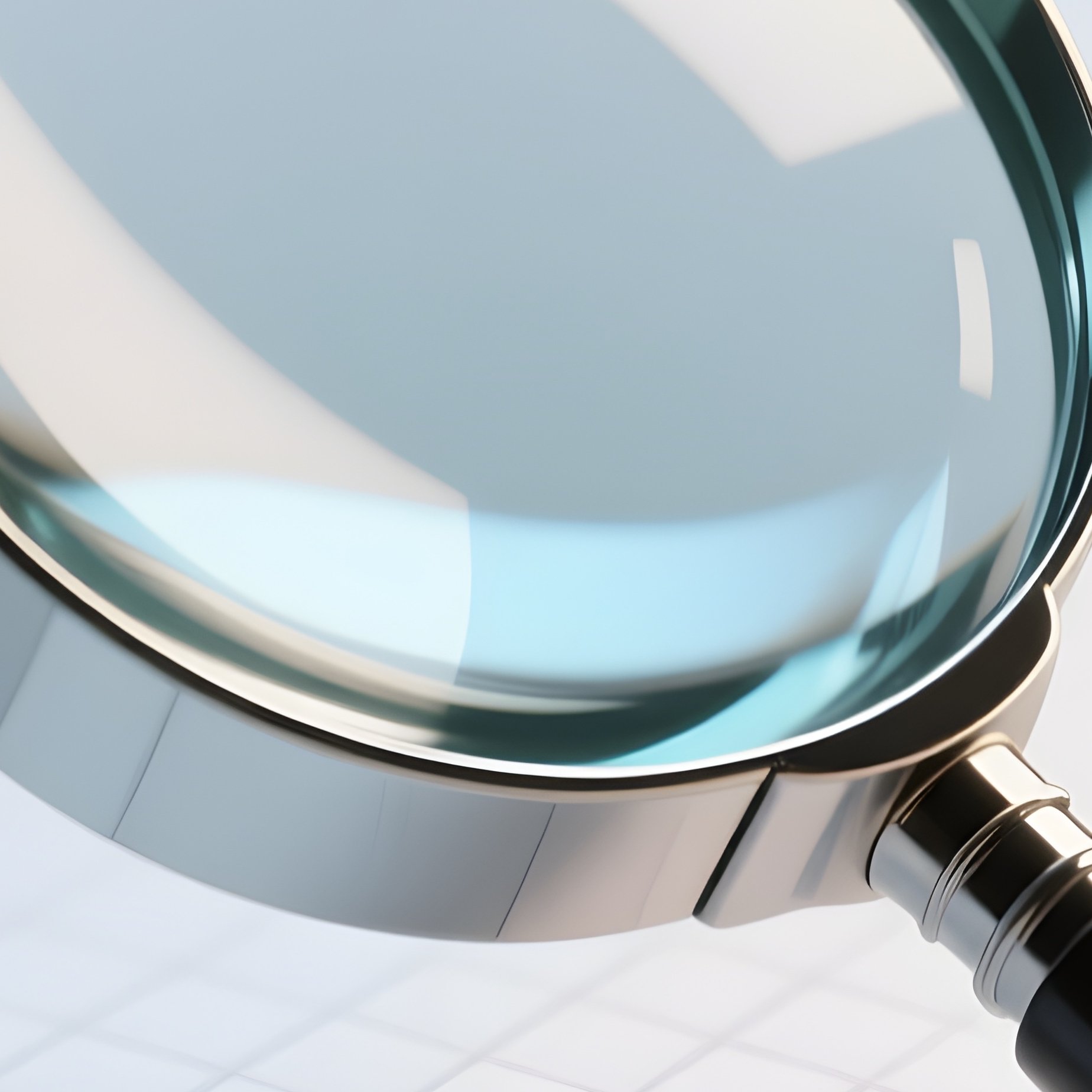 3D Rendered Magnifying Glass Hovering Above A Grid — Photorealistic Magnifying Glass Lying On Research Papers - Full Resolution Quality Preview