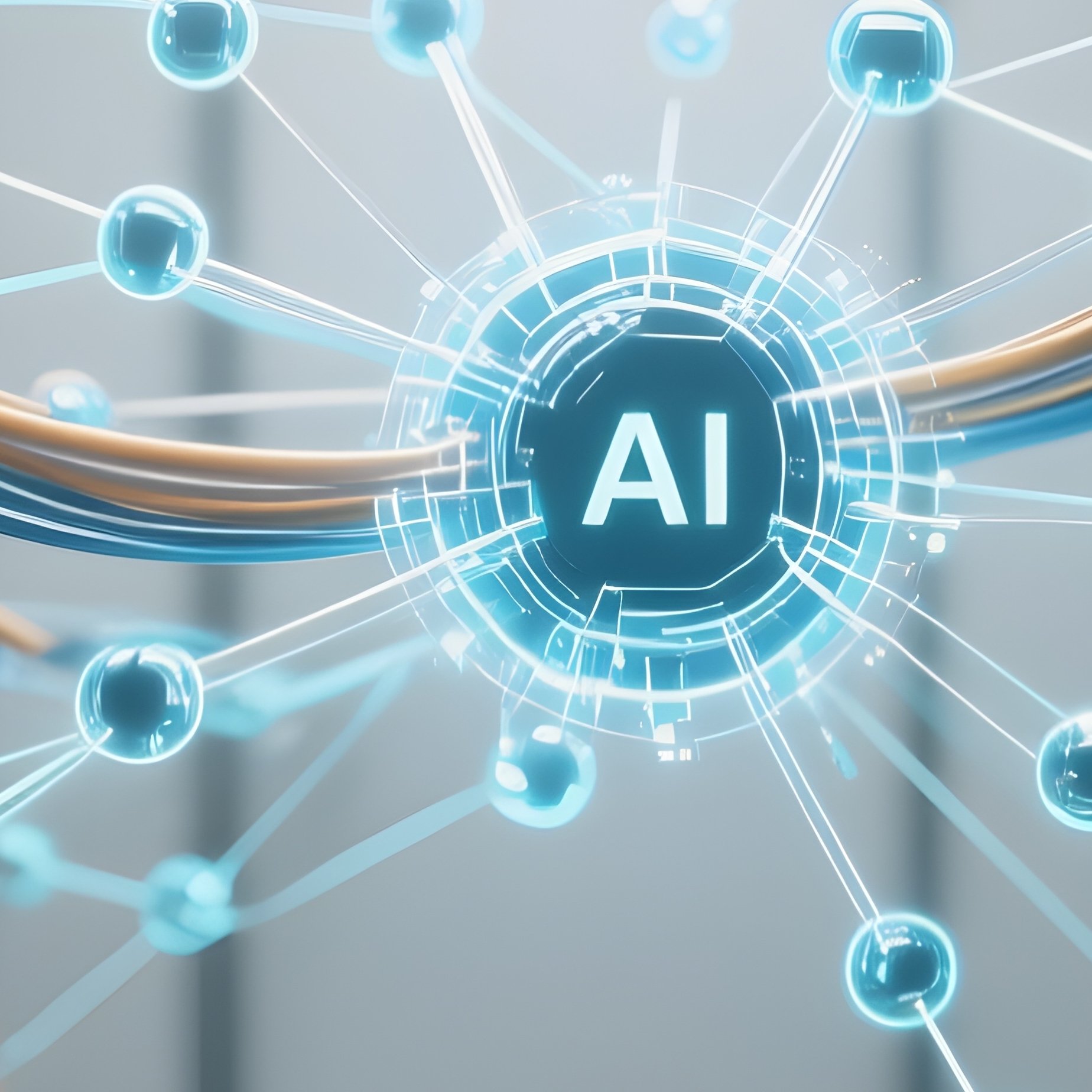 3D Rendered Network Nodes Connected By Lines — Photorealistic Network Server Cables In A Server Room - Full Resolution Quality Preview