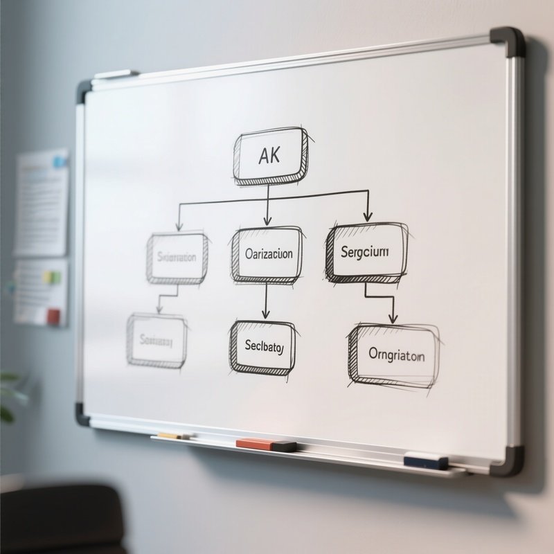 3D Rendered Organization Chart Icon — Photorealistic Whiteboard With Corporate Hierarchy Sketch