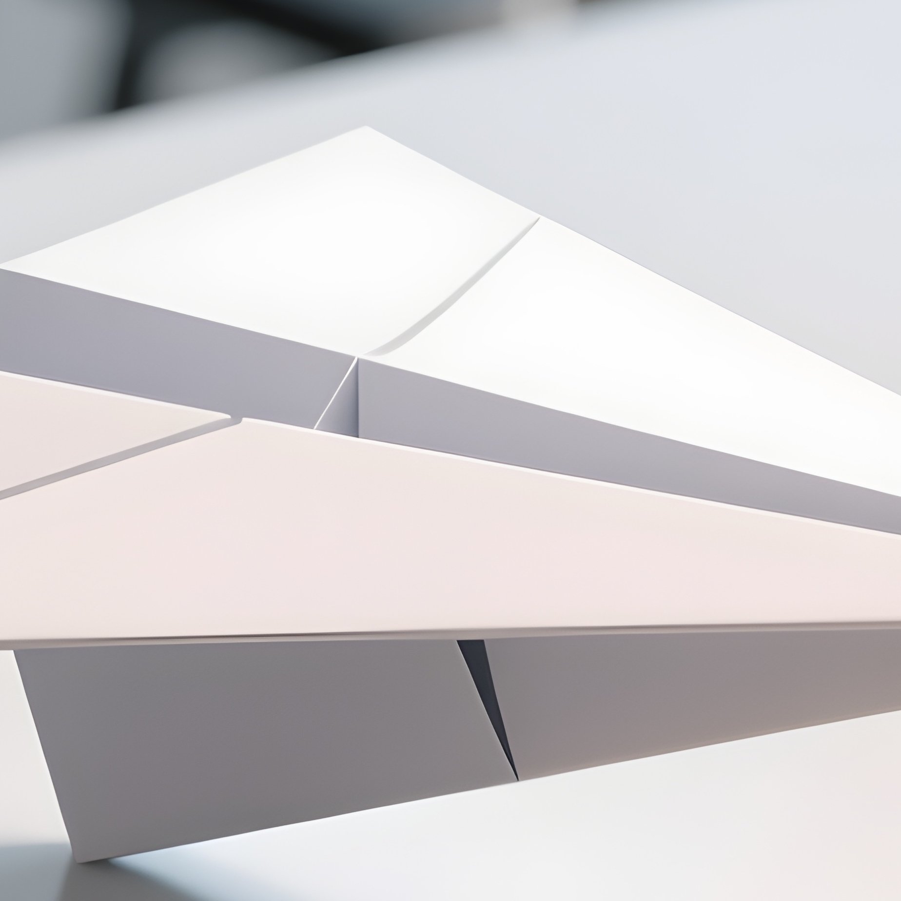 3D Rendered Paper Airplane Symbol — Photorealistic Paper Airplane On A Clean Office Desk - Full Resolution Quality Preview
