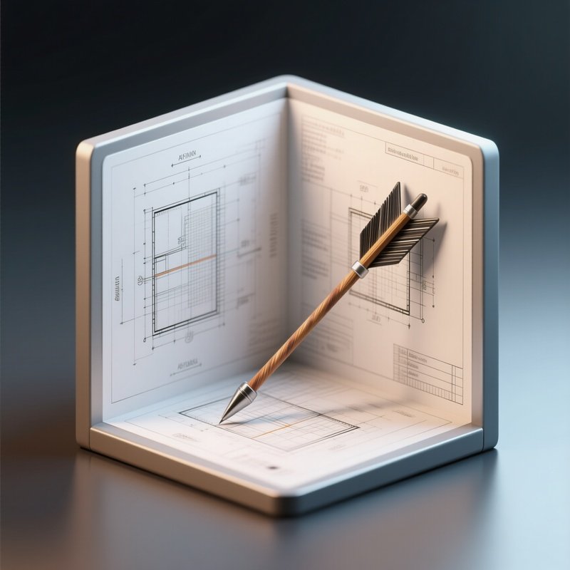 3D Rendered Raising Arrow Inside A Cube — Photorealistic Arrow Marker Drawn On A Planning Board