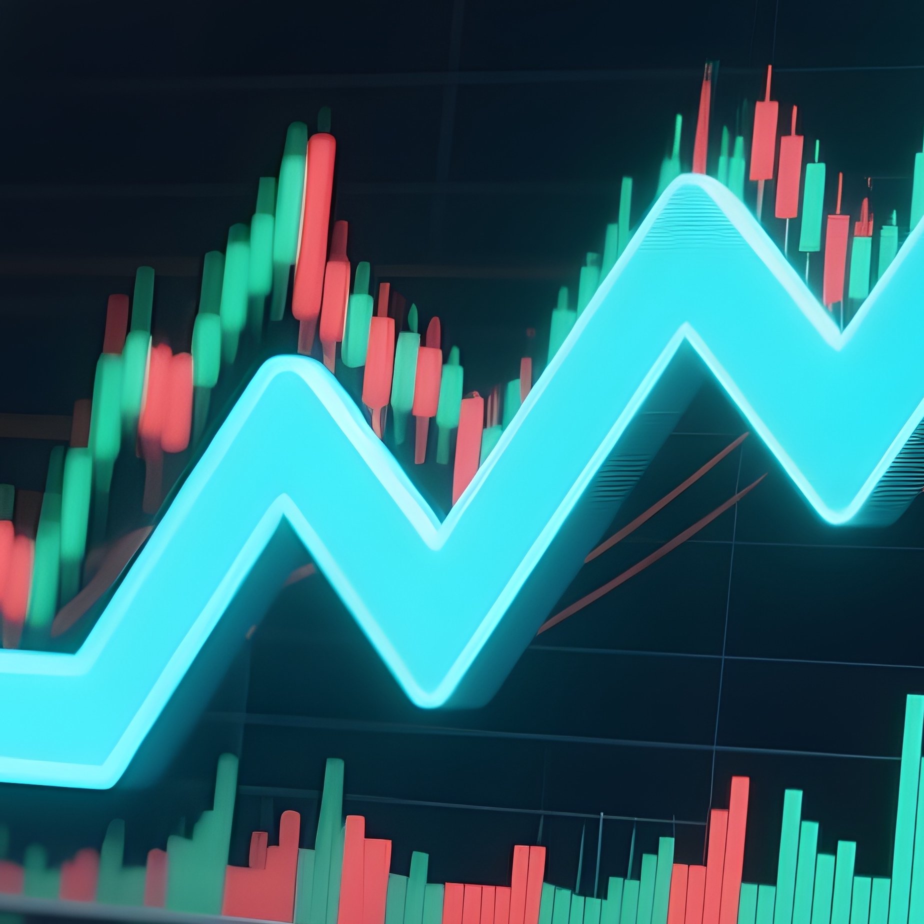 3D Rendered Rising Stock Arrow — Photorealistic Stock Screen On A Trading Desk - Full Resolution Quality Preview