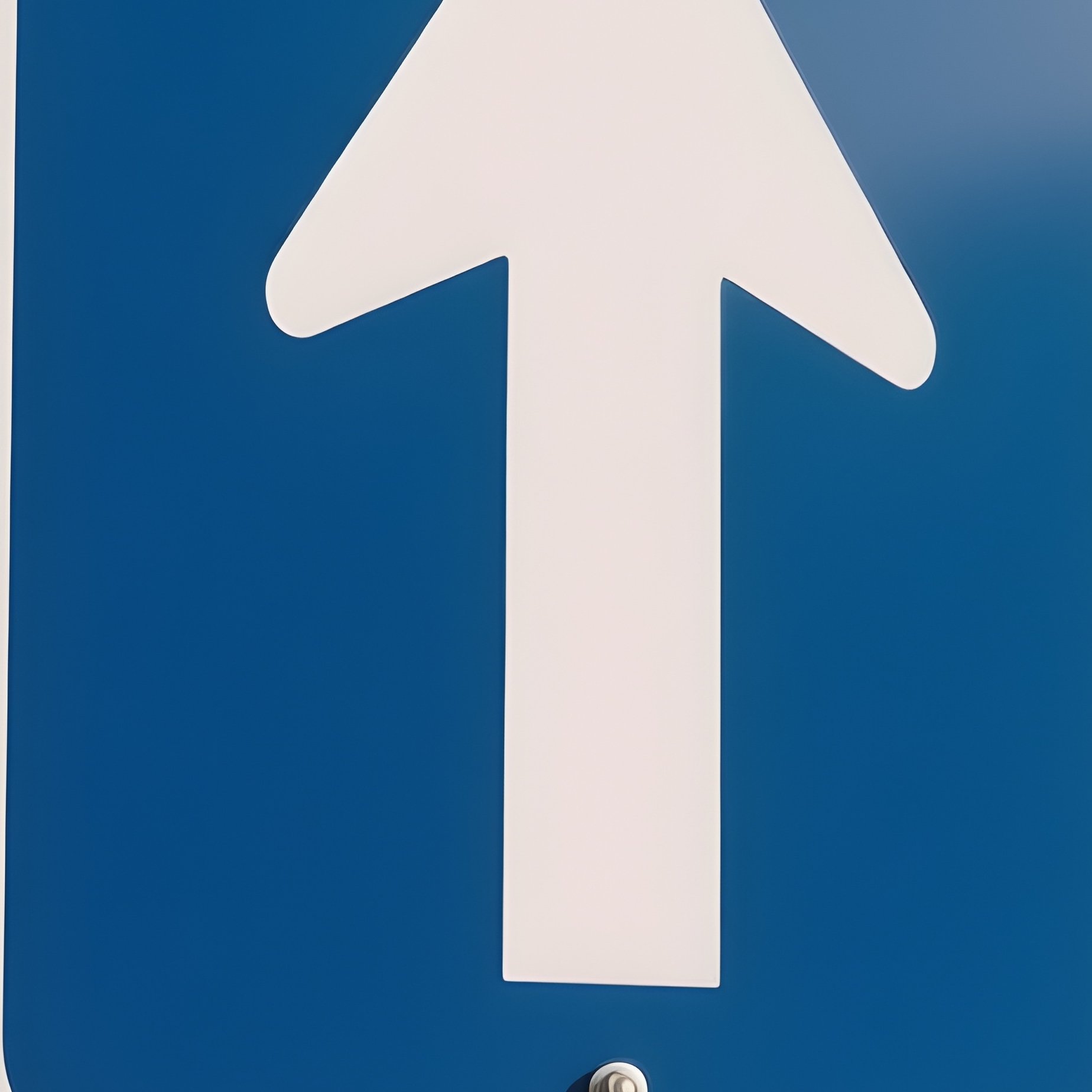 3D Rendered Road Sign Arrow Forward — Photorealistic Road Sign Outside An Office Building - Full Resolution Quality Preview