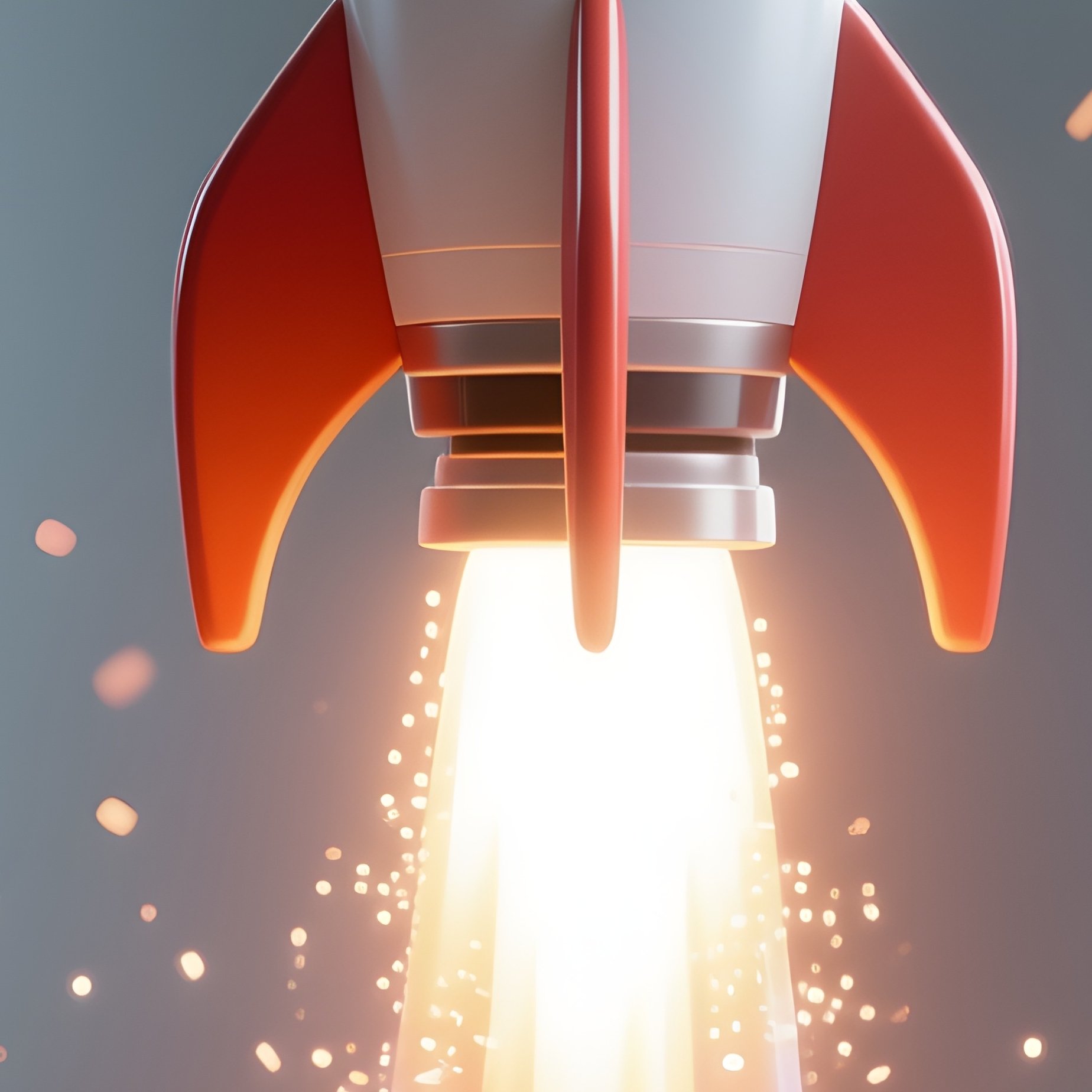 3D Rendered Rocket Icon Ascending With Particle Glow — Photorealistic Model Rocket Standing On A Startup’S Desk - Full Resolution Quality Preview