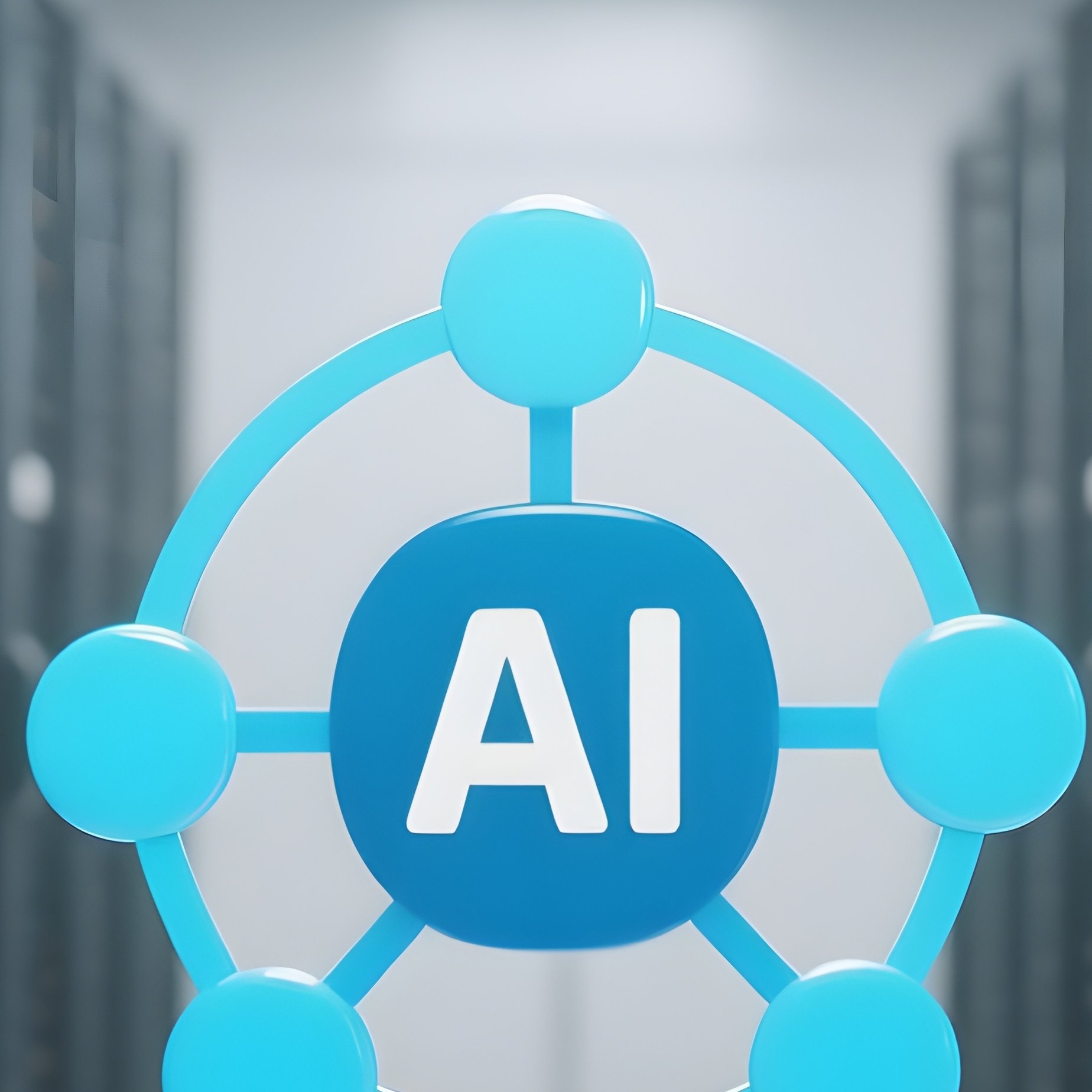 3D Rendered Scalable Network Icon — Photorealistic Server Racks Lined In A Data Center - Full Resolution Quality Preview