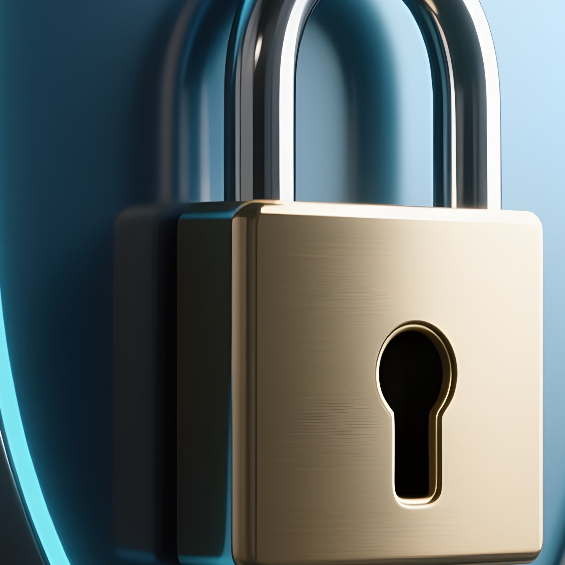 3D Rendered Secure Lock Inside A Shield — Photorealistic Office Door Security Lock - Full Resolution Quality Preview