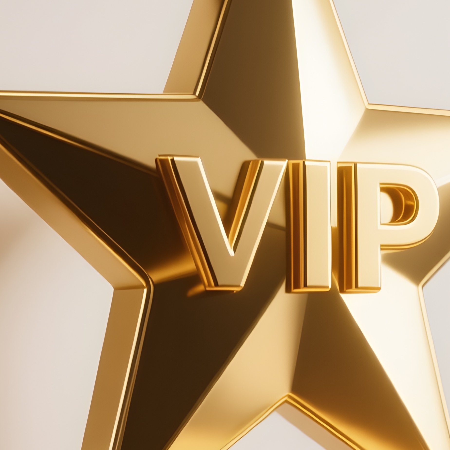 3D Rendered Vip Star Symbol In Gold — Photorealistic Star Award On A Polished Shelf - Full Resolution Quality Preview