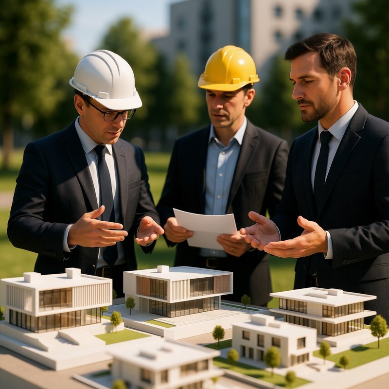 3D Rendering Architects Discussing On Site