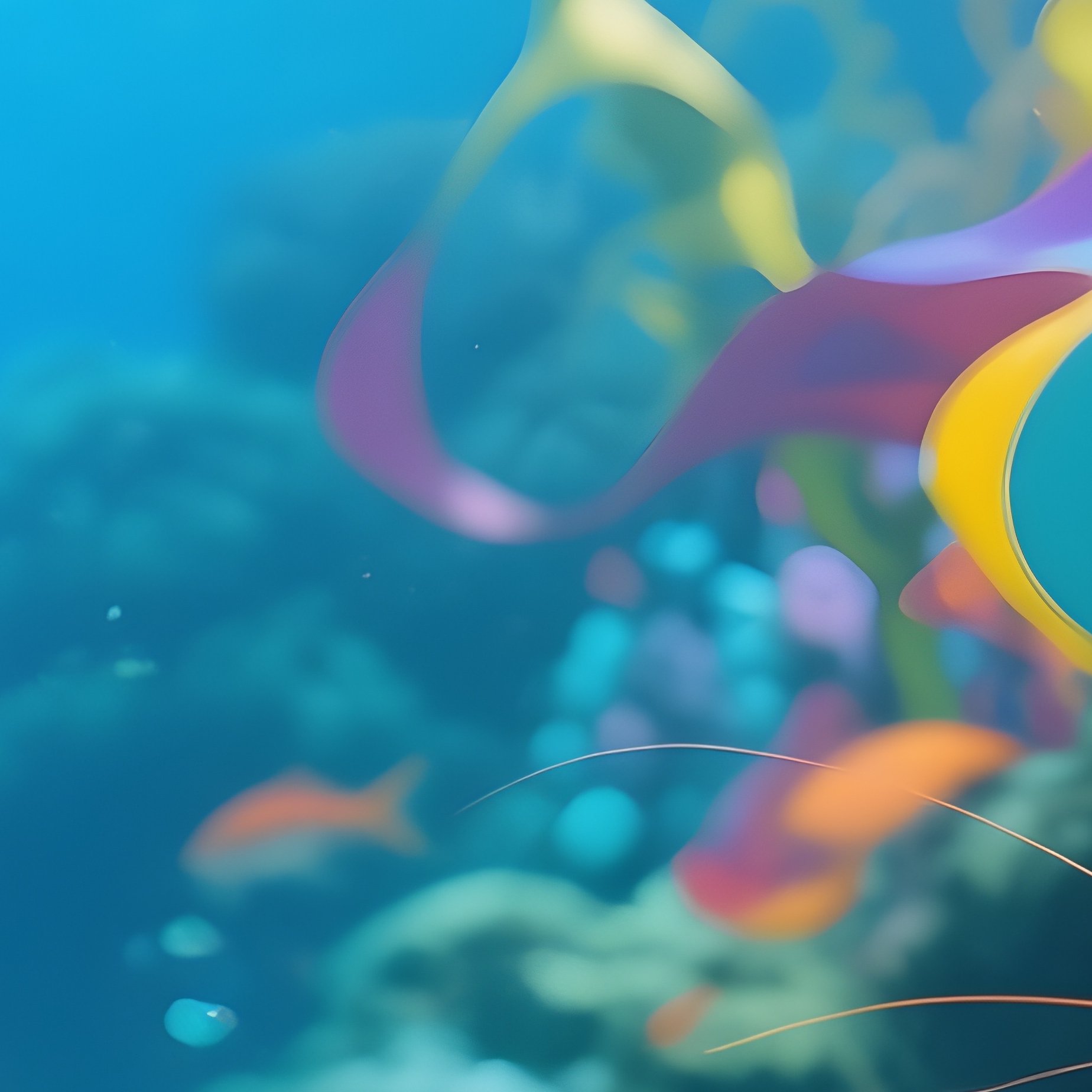 A Abstract Interpretation Of A Peaceful Scene Of Guppies And Shrimp Among Moss Balls - Full Resolution Quality Preview