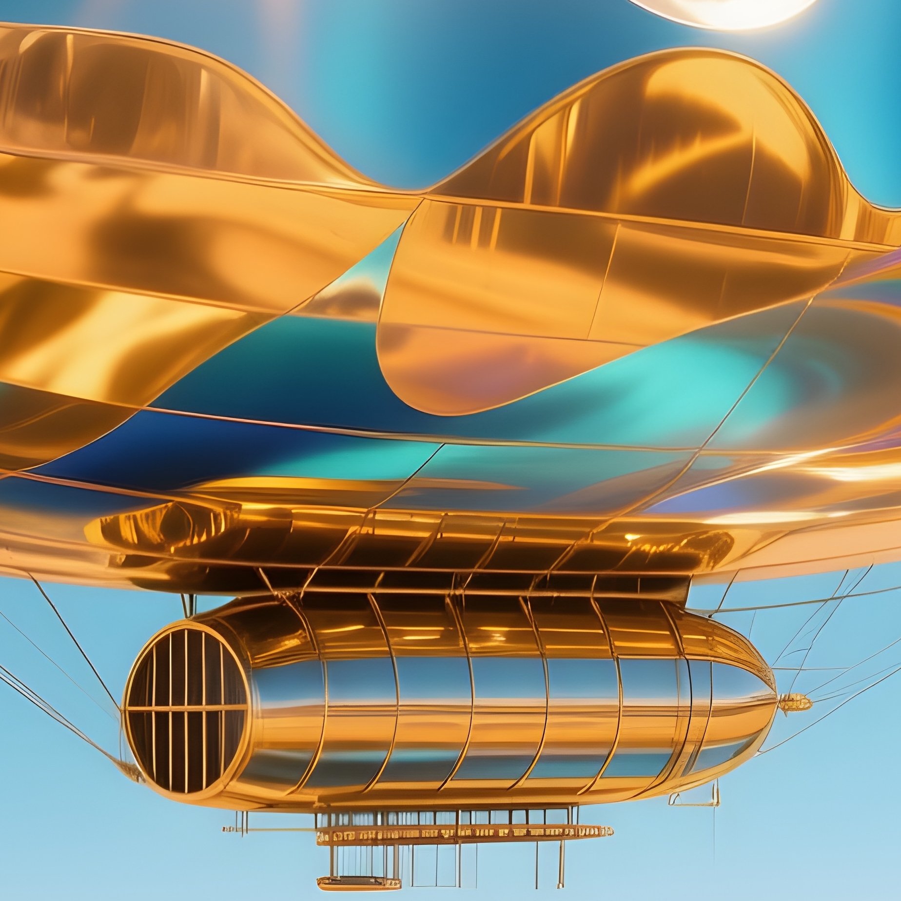 A Abstract Zeppelin Flying Low Over The Desert - Full Resolution Quality Preview