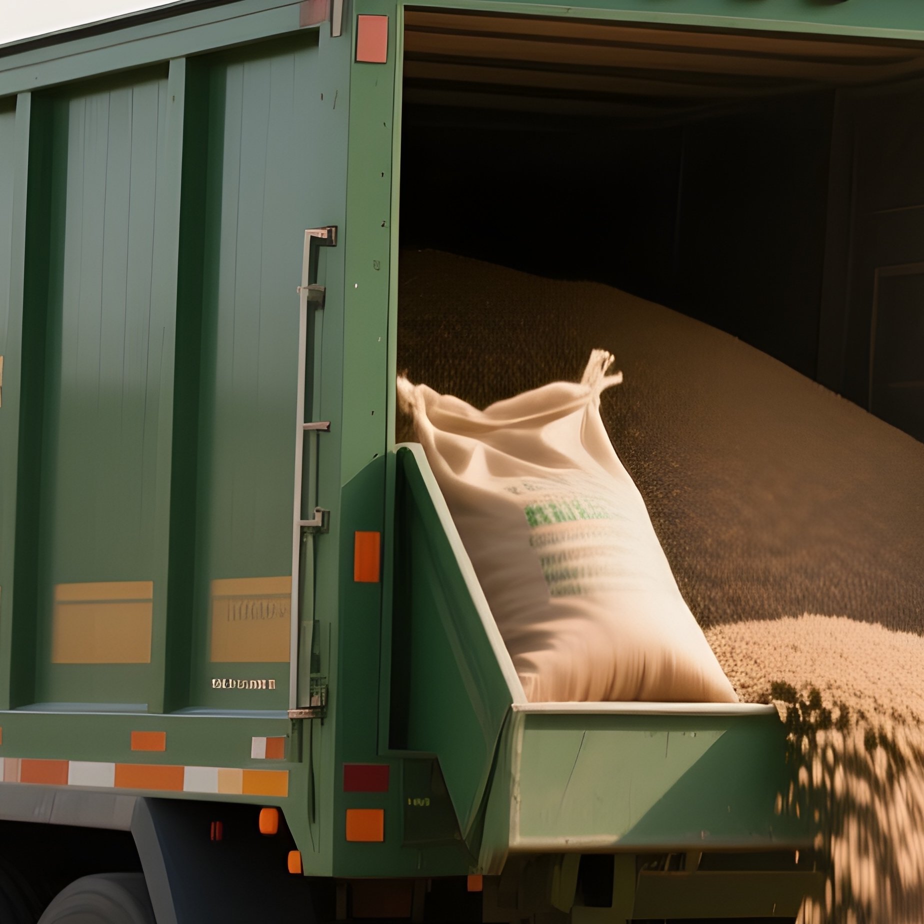 A Agricultural Feed Truck Delivering Bags To A Farmyard - Full Resolution Quality Preview