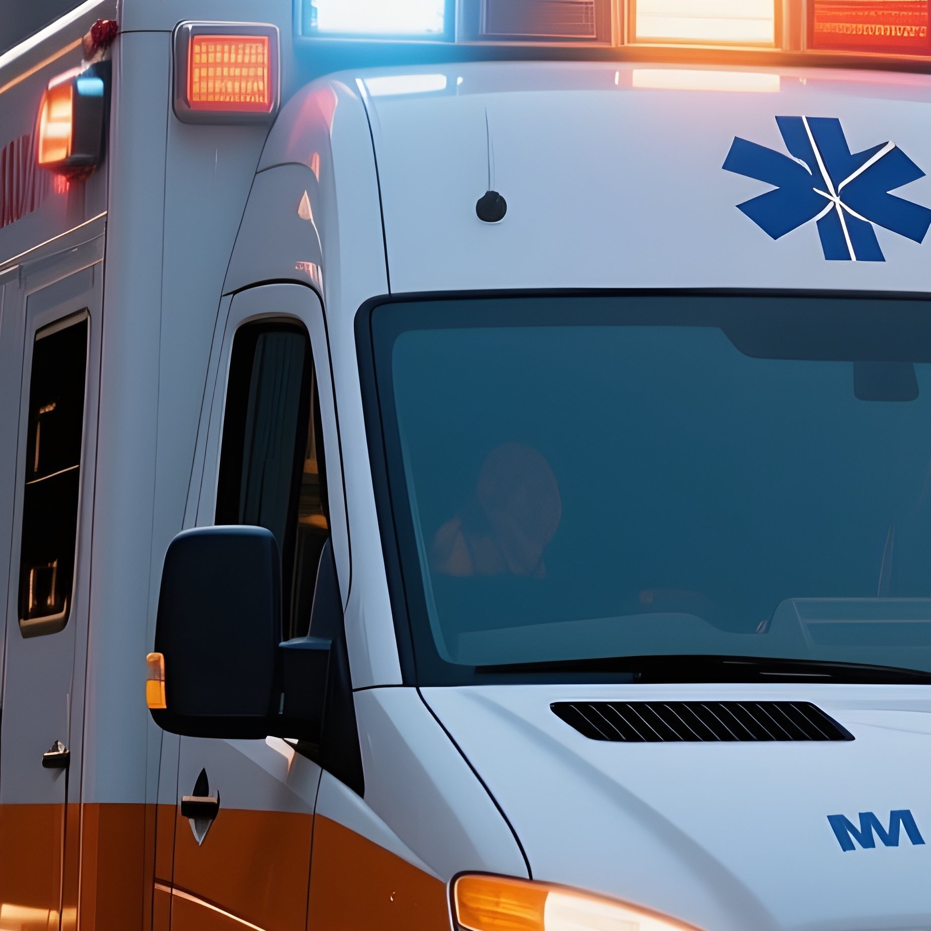 A Ambulance Style Van Driving Through City Traffic Lights At Dusk - Full Resolution Quality Preview