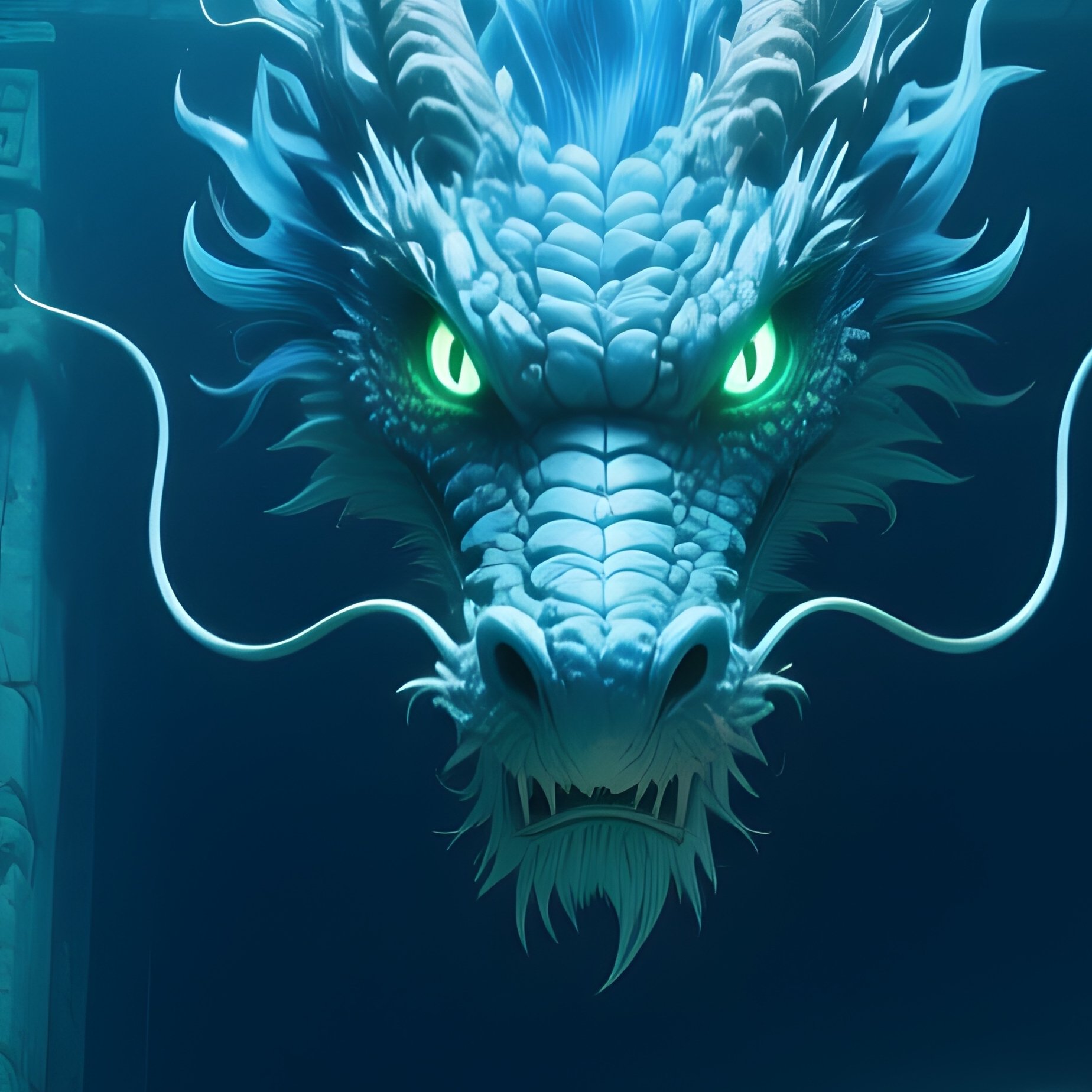 A Ancient Mythology Sea Dragon Guarding A Pearl Cave Underwater - Full Resolution Quality Preview