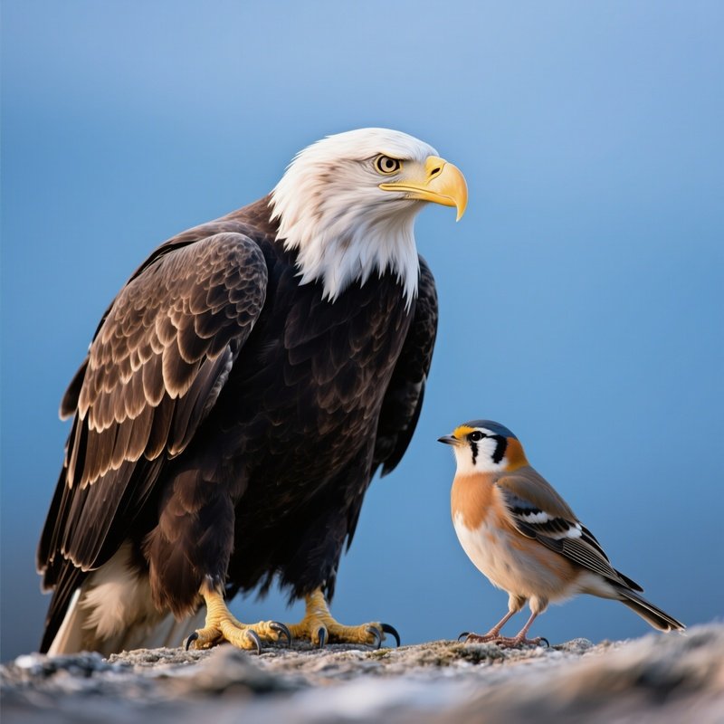 A Bald Eagle Perching Near Another Bird In Harmony