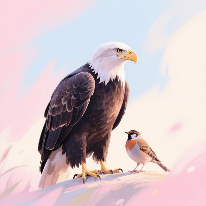 A Bald Eagle Perching Near Another Bird In Harmony Digital Art