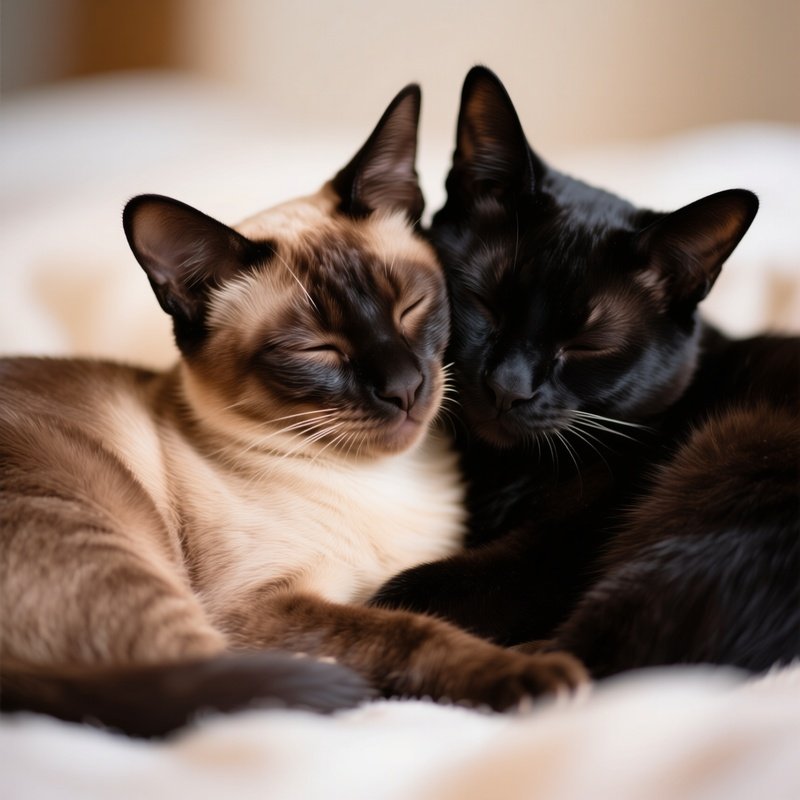 A Balinese Cat Cuddled With Another Cat