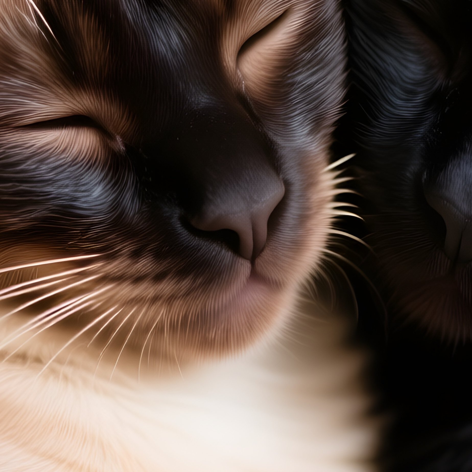 A Balinese Cat Cuddled With Another Cat - Full Resolution Quality Preview