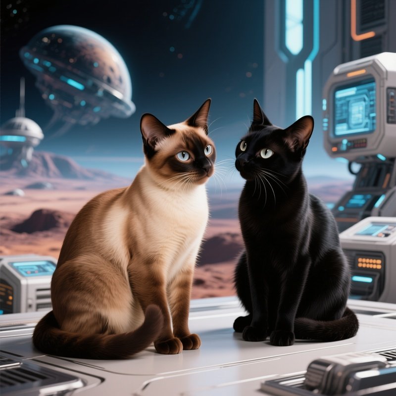 A Balinese Cat Cuddled With Another Cat Science Fiction