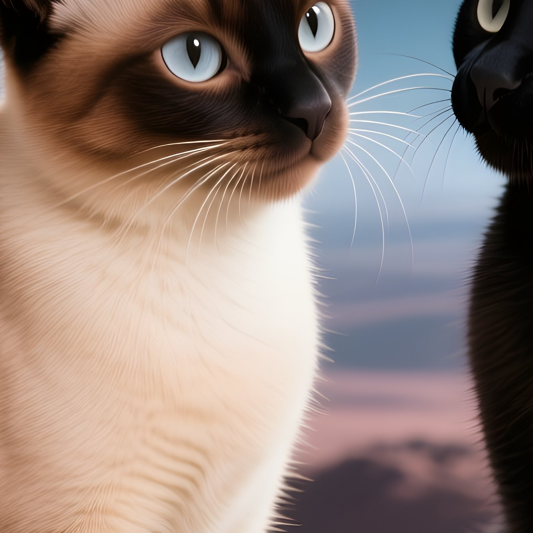 A Balinese Cat Cuddled With Another Cat Science Fiction - Full Resolution Quality Preview
