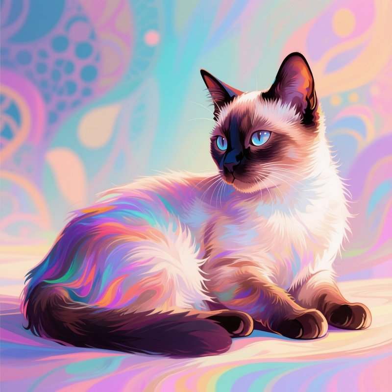 A Balinese Cat Lying With All Four Paws In The Air Digital Art