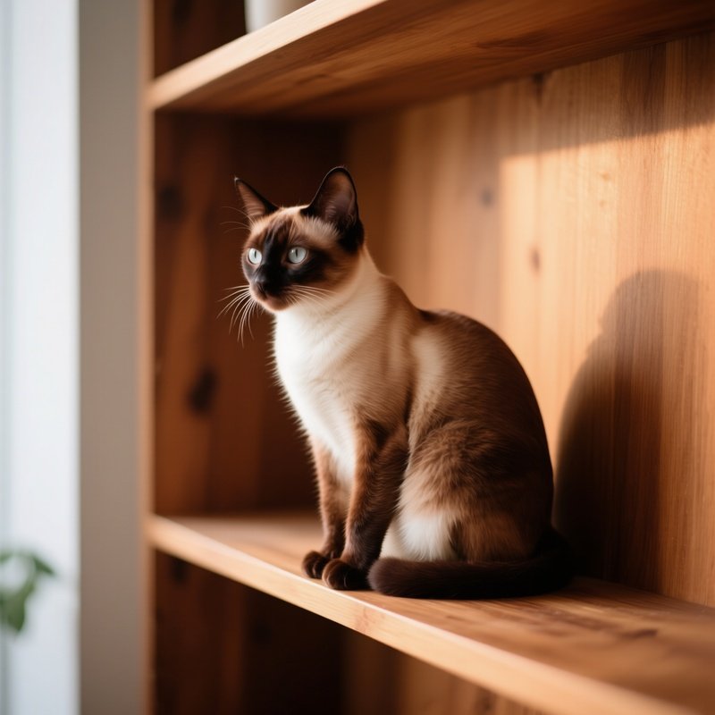 A Balinese Cat Perched High Shelf