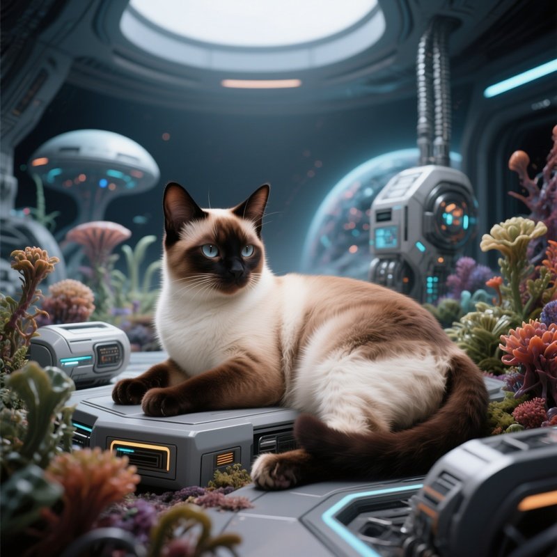 A Balinese Cat Sleeping On Back With Belly Exposed Science Fiction Art