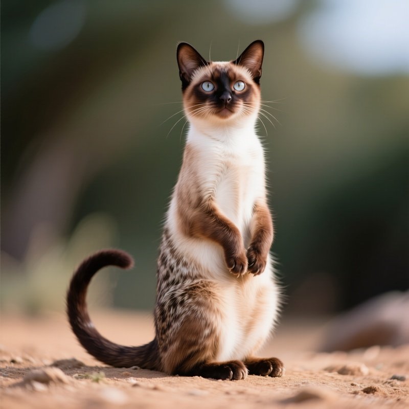 A Balinese Cat Standing On Hind Legs Like A Meerkat