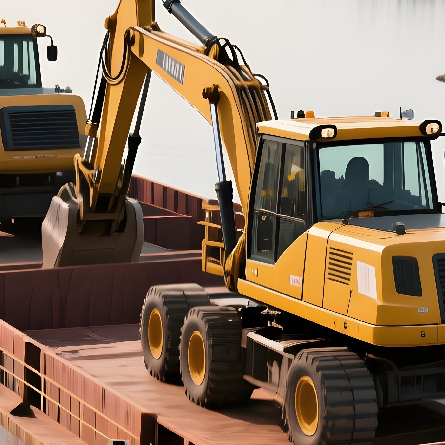 A Barge Carrying Construction Machinery To A Remote Worksite - Full Resolution Quality Preview