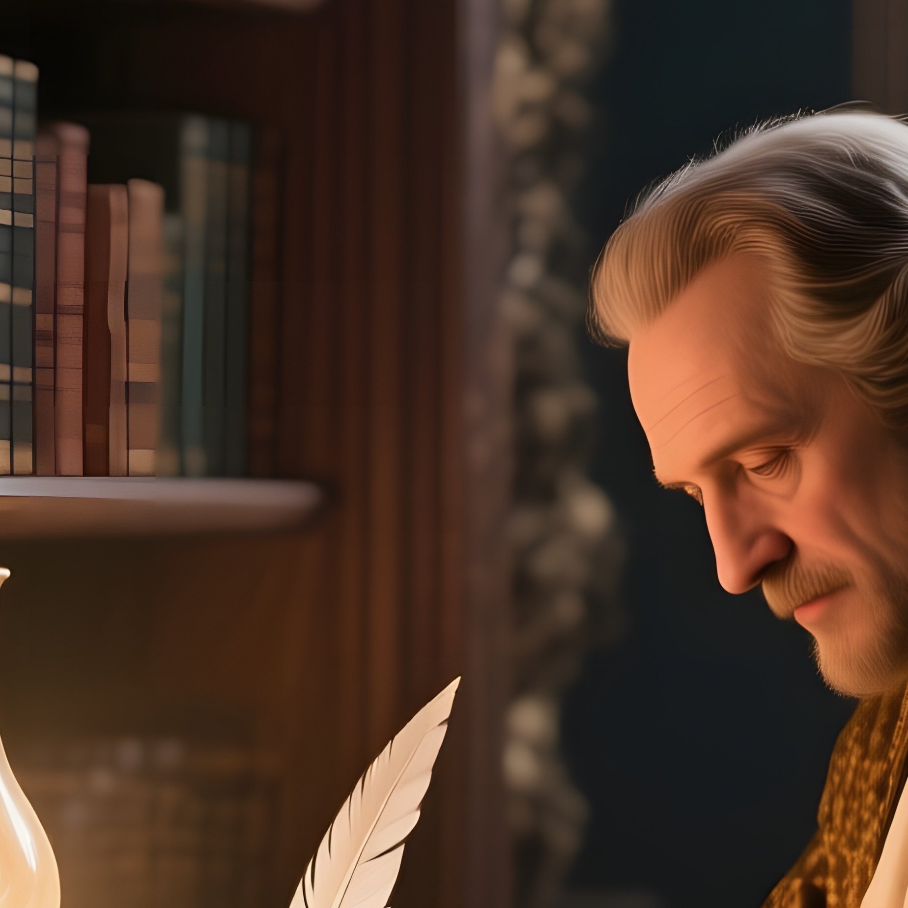 A Baroque Library Alcove Illuminated By A Single Oil Lamp, Ancient Tomes Stacked On Oak Shelves, - Full Resolution Quality Preview