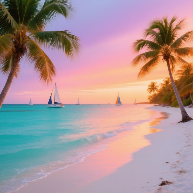 A Beach At Sunset In The Caribbean