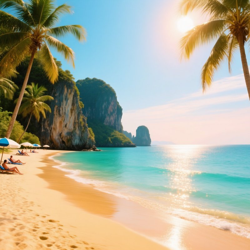 A Beach Scene In The Algarve Portugal